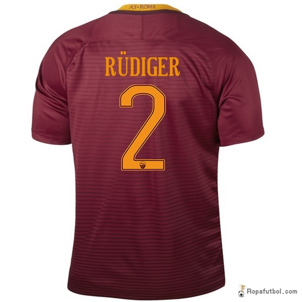 Camiseta As Roma Replica Primera Ropa Rudiger 2016/17 Rojo